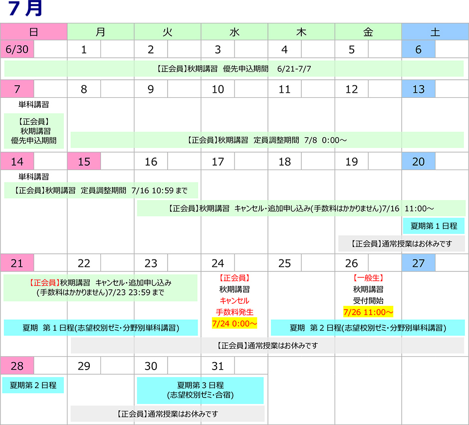 講習･日程