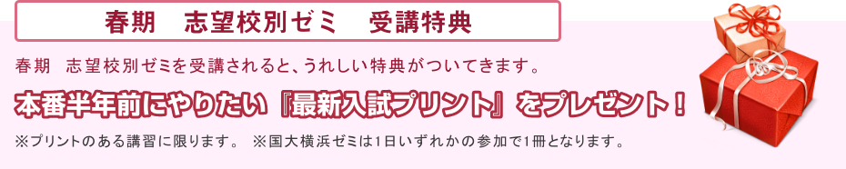 春期　志望校別ゼミ　受講特典