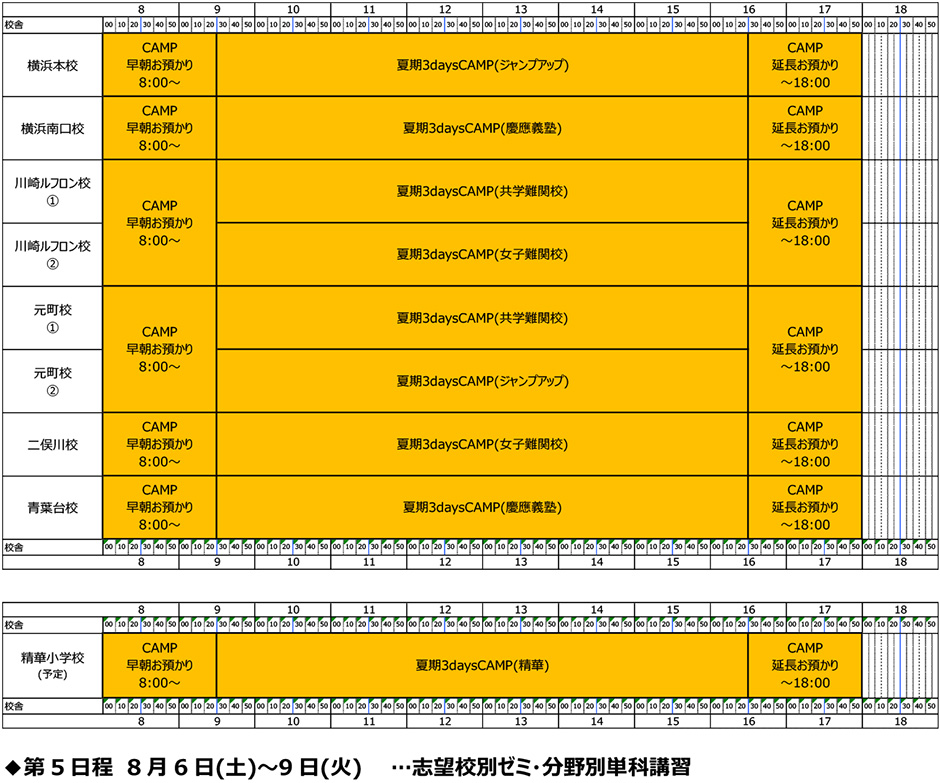 夏期講習カレンダー