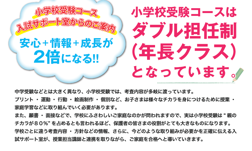 小学校受験コースはダブル担任制