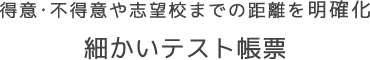 得意･不得意や志望校までの距離を明確化 細かいテスト帳票